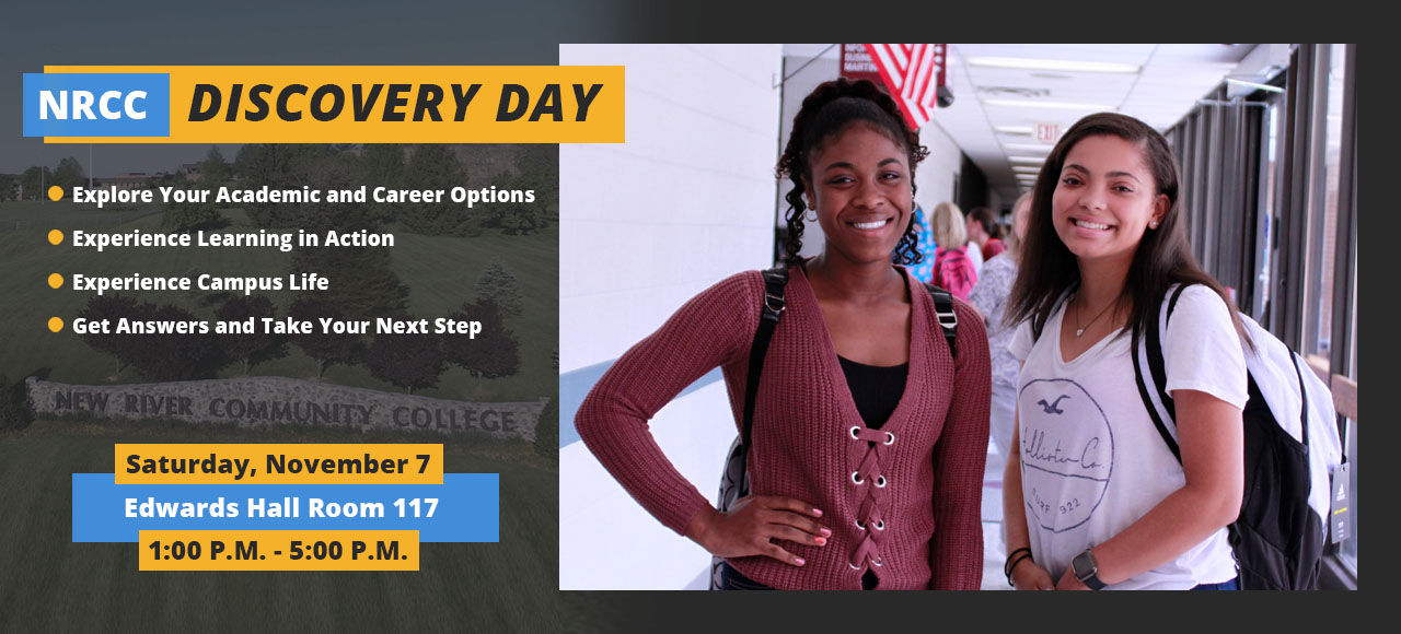 Register now for NRCC's Discovery Day. Saturday November 7 from 1:00pm to 5:00pm