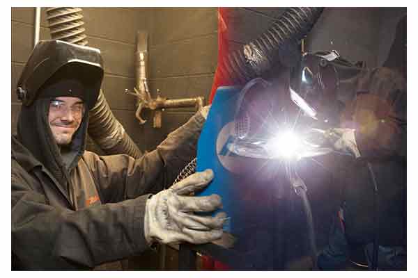 students in welding lab